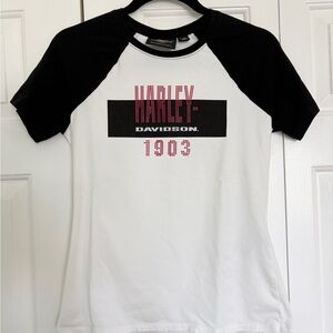 Harley-Davidson White & Black Graphic Raglan Tee